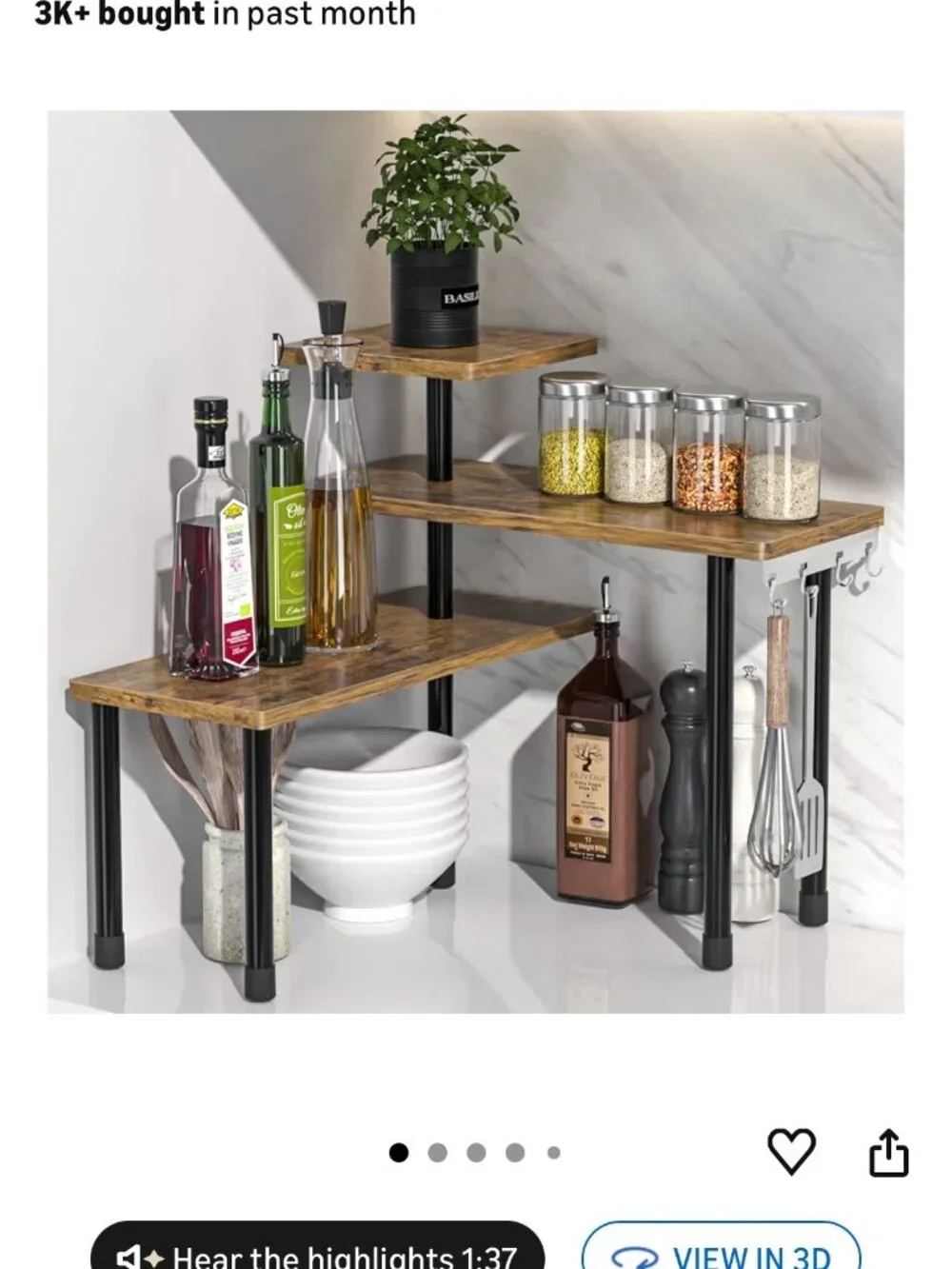 Shelf Organizer Rustic Brown and Black Metal NEW